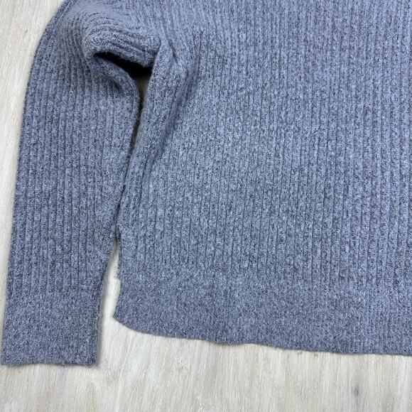 Lulus Gray Meeting Friends Ribbed Mock Neck Knit Cozy Pullover Sweater Small - Picture 13 of 14